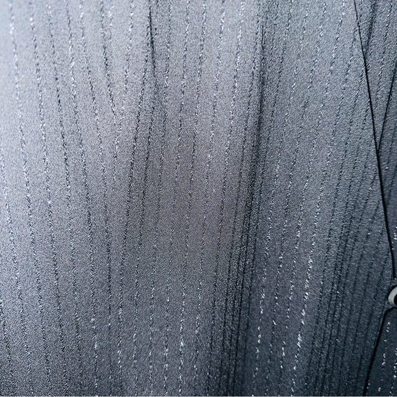 Donna Ricco New York Black Silver Pinstripe Crepe Wrap Dress Women’s 12 NWT - Picture 13 of 13